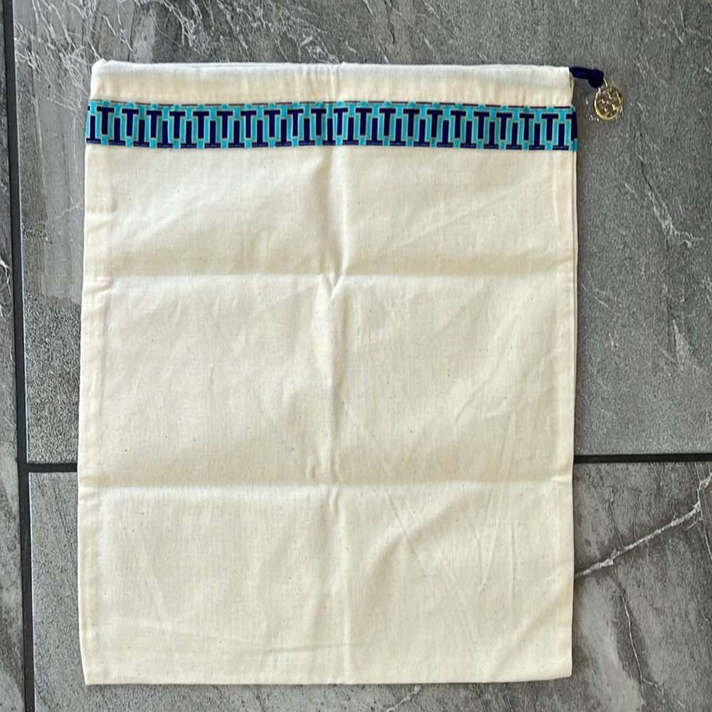 🤍 NWOT Tory Burch dustbag medium canvas linen cloth shoes purse drawstring bag